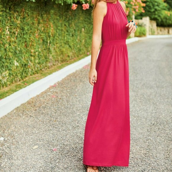 Boden Felicity Jersey Halter Maxi Dress Women's Size 14R Carnival Pink Stretch - Picture 12 of 12